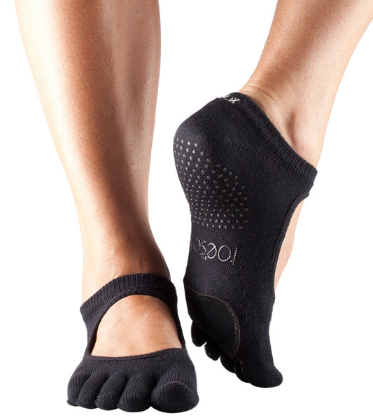 Toesox Plie Full-Toe Yoga & Grip Socks Black